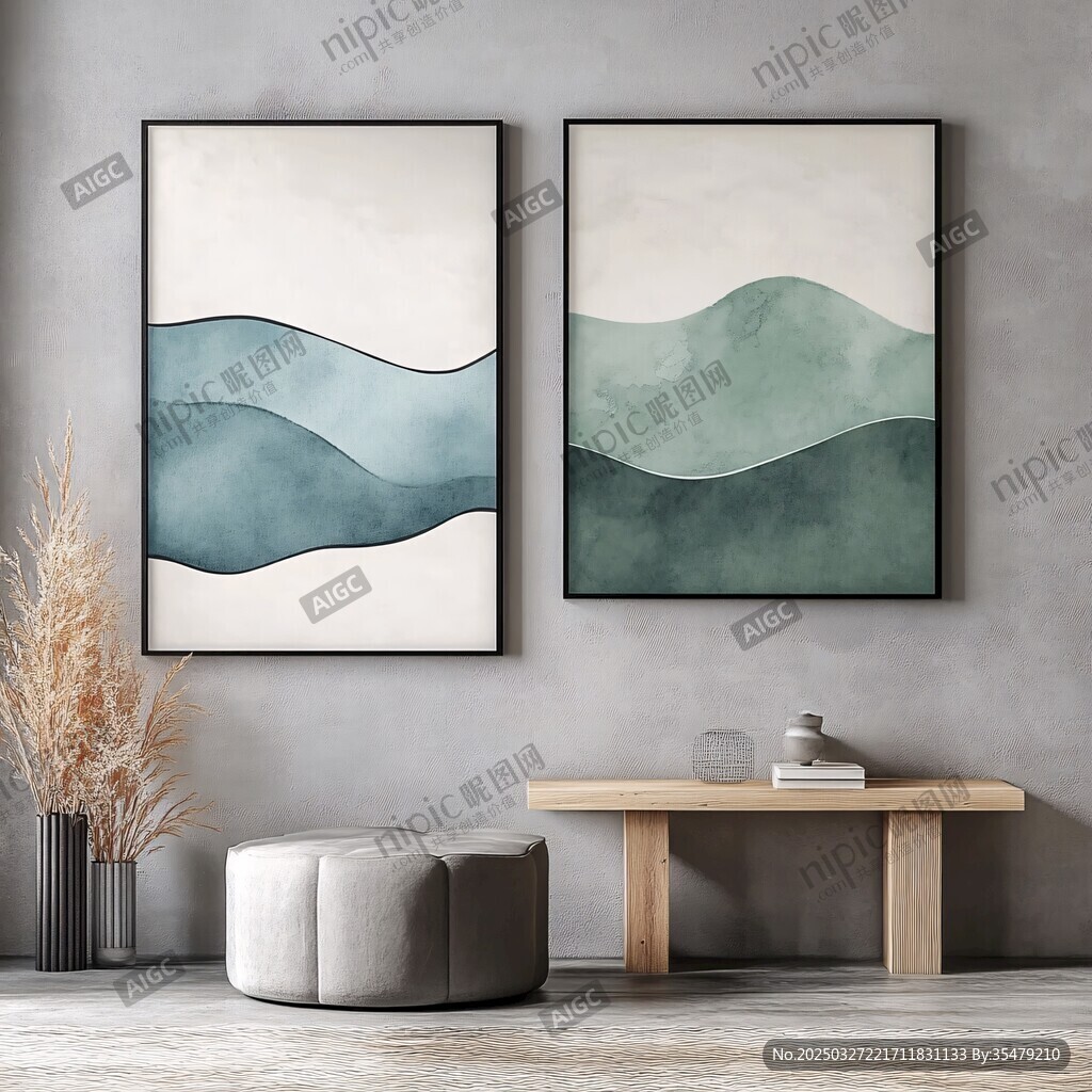 简约风抽象山水装饰画