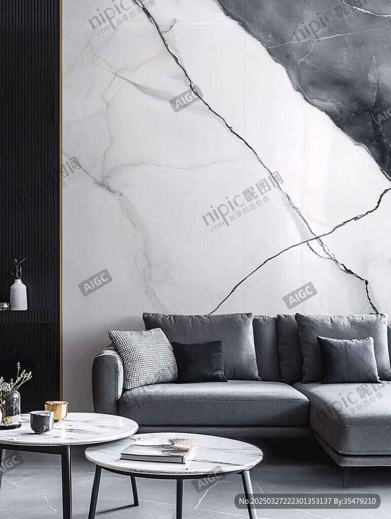现代简约大理石背景墙客厅