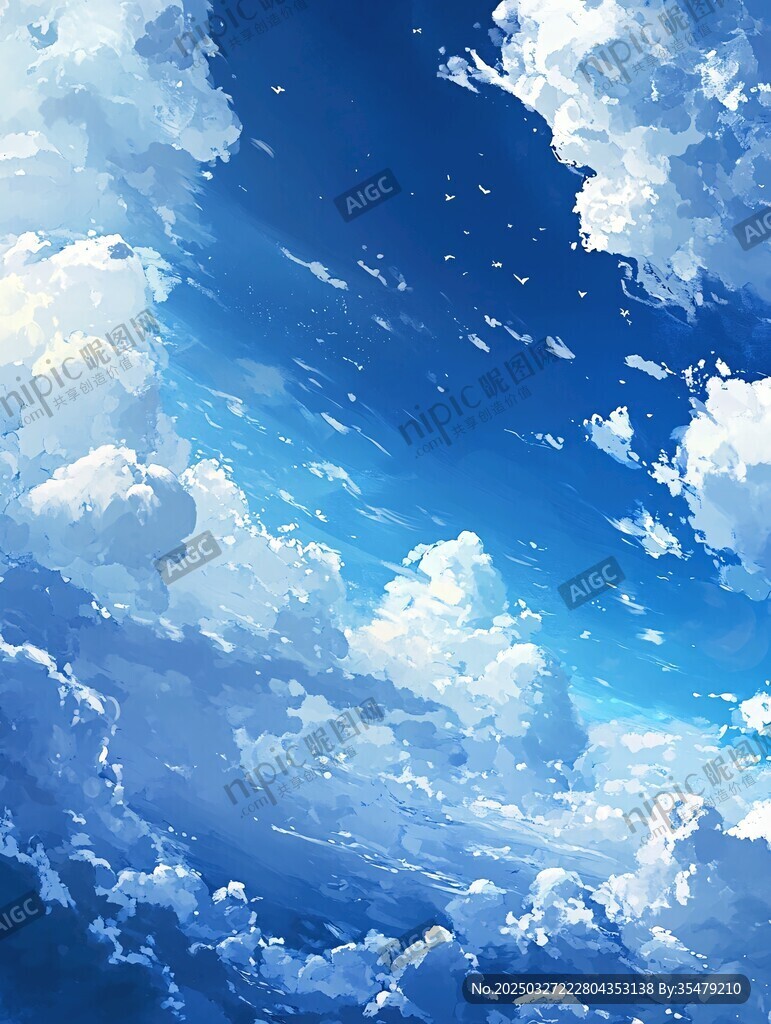 梦幻蓝天与蓬松云朵