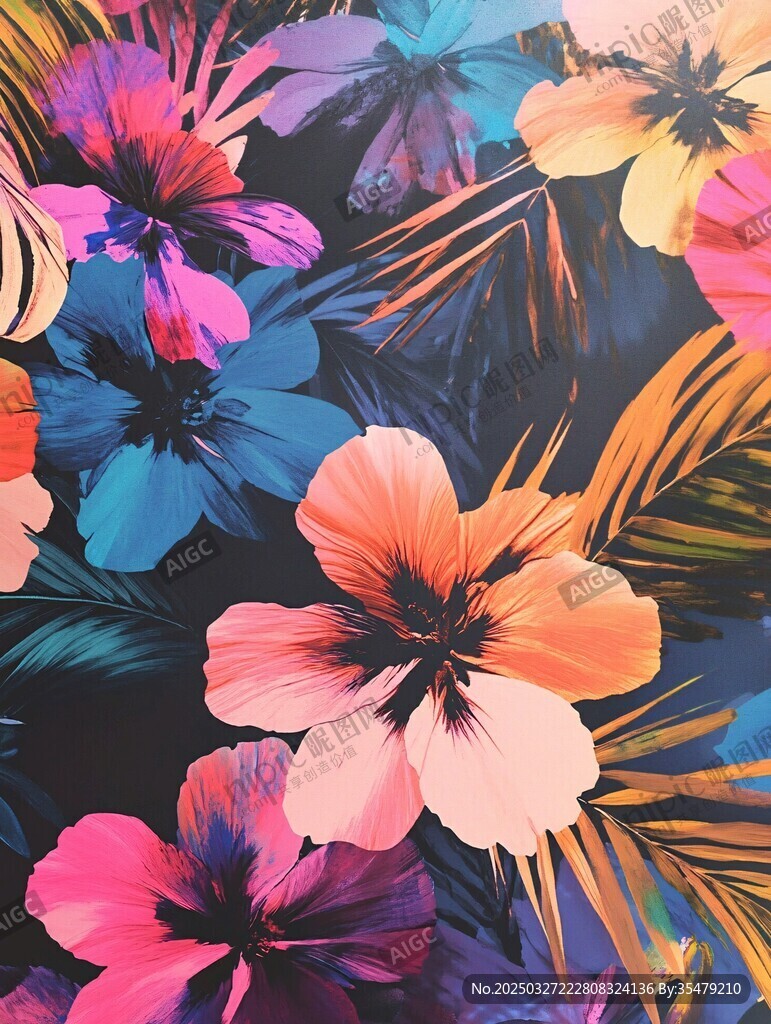 绚丽多彩花卉图案背景