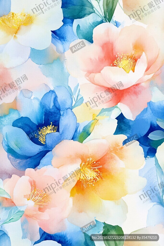 水彩花卉图案 清新柔美