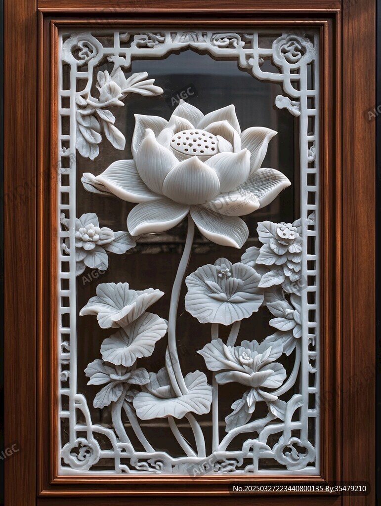 中式木雕莲花装饰艺术品