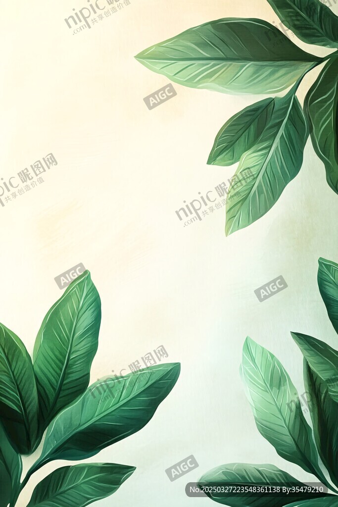 清新绿叶背景图