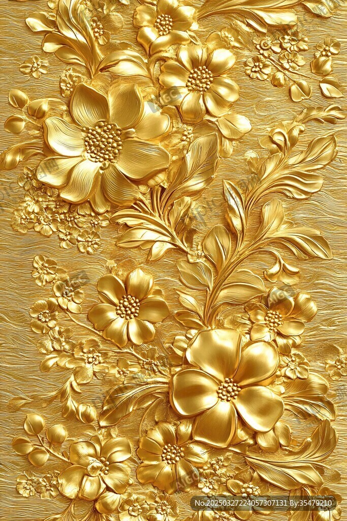 立体金色花卉纹理图案