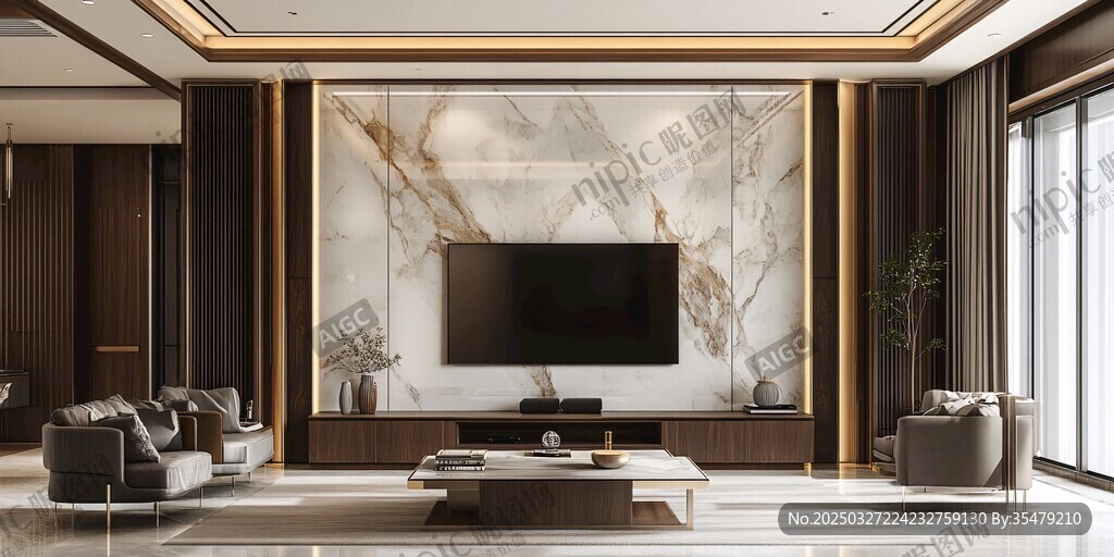 现代轻奢风客厅电视背景墙