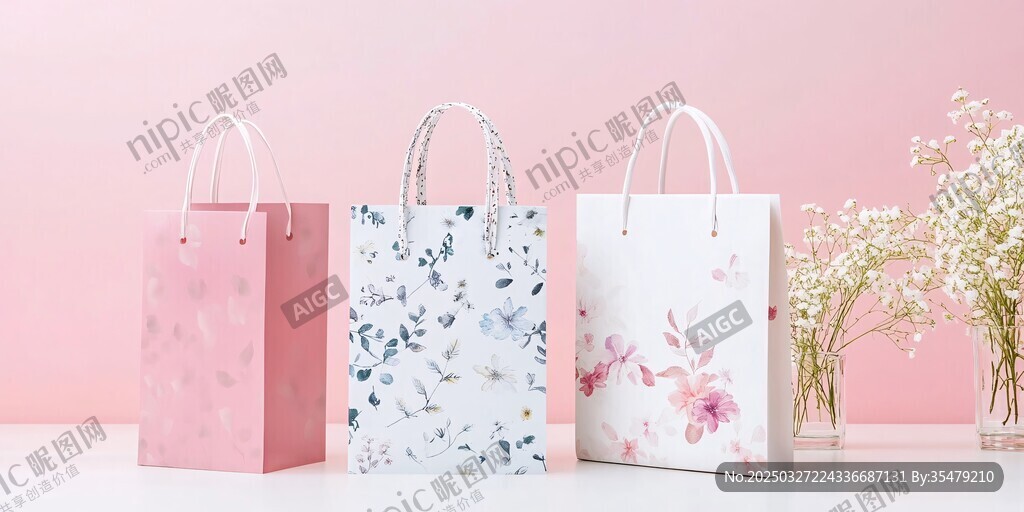 三款精美印花手提购物袋