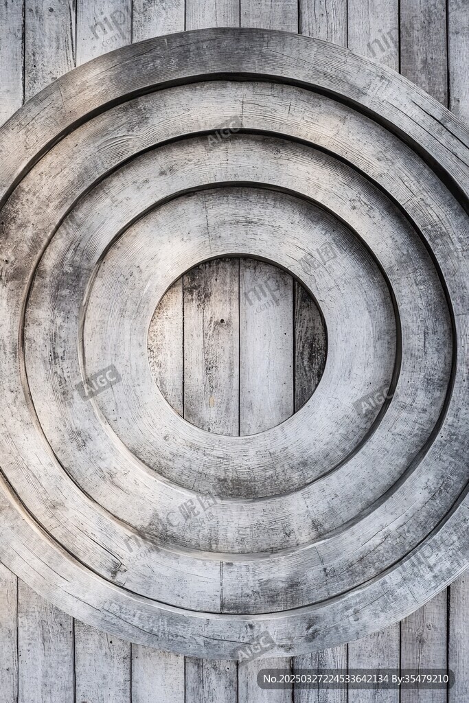 木质背景上的环形结构