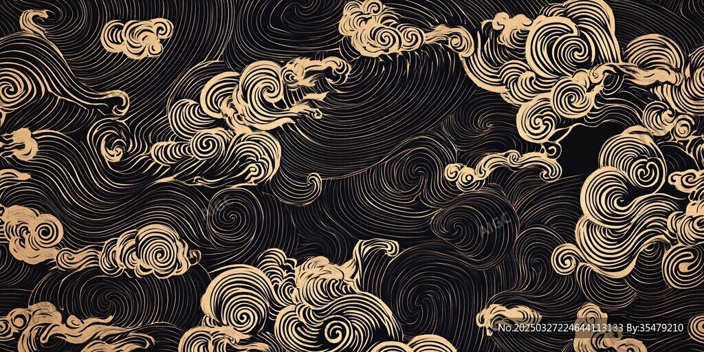黑金云纹中式传统图案