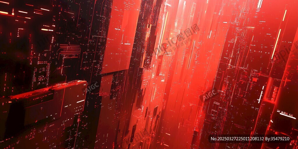 红色科幻风数字空间场景