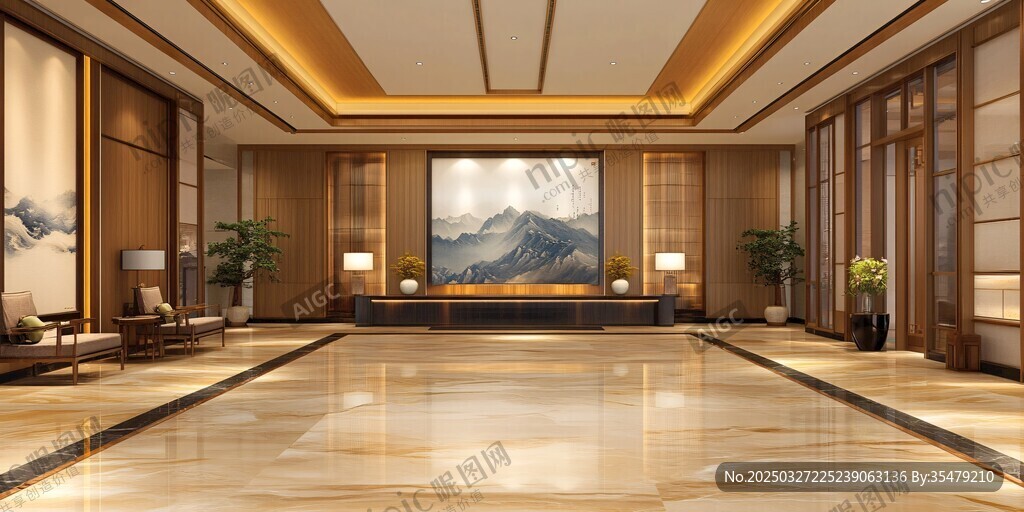 中式豪华大厅接待空间