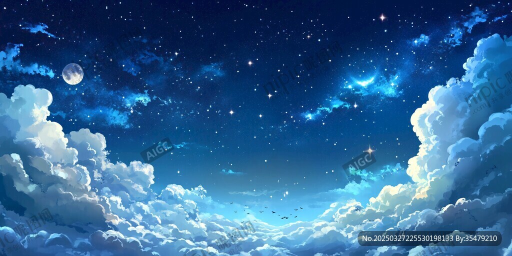 梦幻星空下的云海奇观