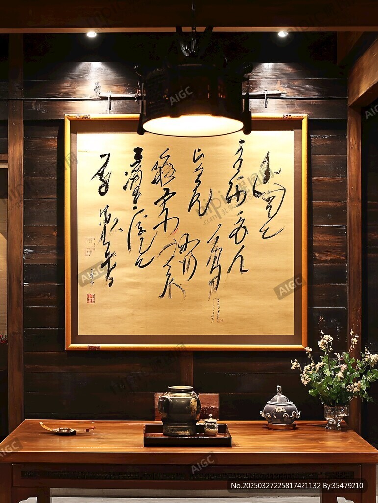 中式书房的书法艺术韵味