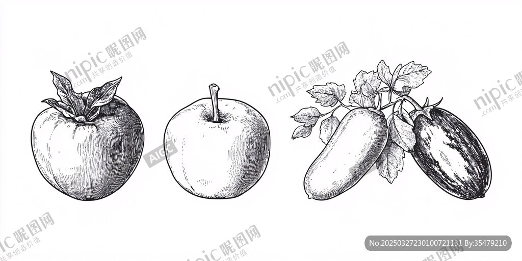 手绘蔬果图