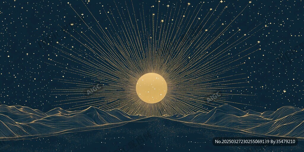 月夜群山星空梦幻景象