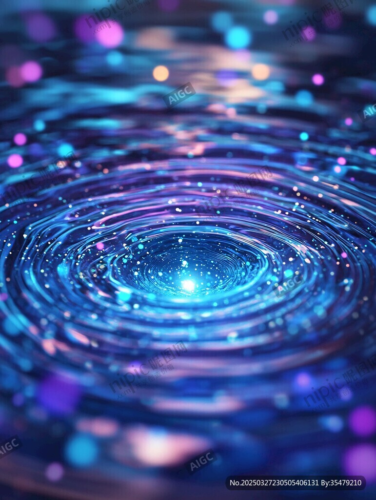 梦幻蓝紫水面涟漪特效图