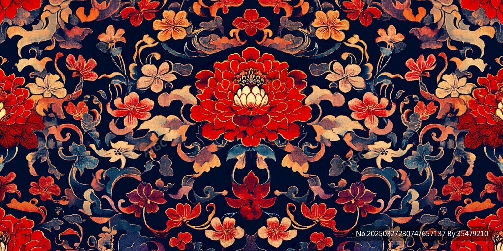 中式古典花卉纹样图案