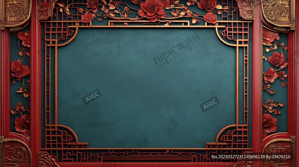 中式雕花边框背景图