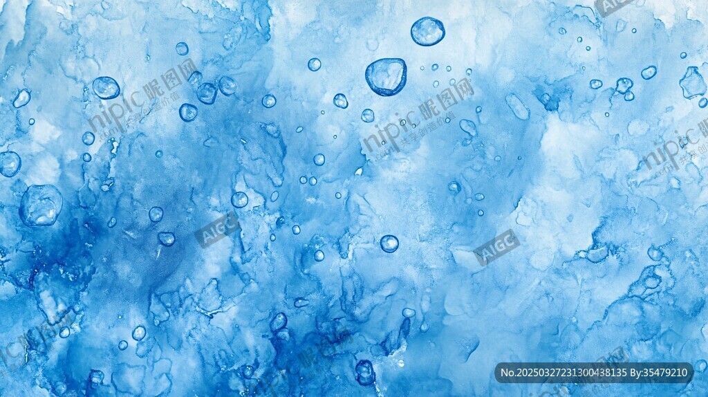蓝色气泡水彩背景纹理