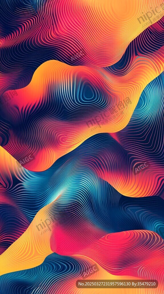 绚丽动感波浪抽象艺术图案