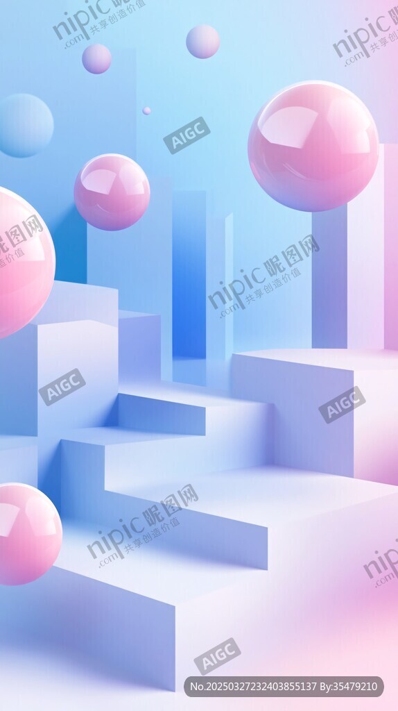 梦幻渐变球体与立体空间