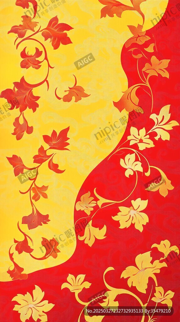红黄交织花卉图案背景