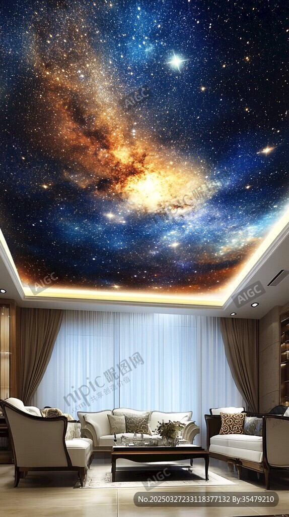 梦幻星空客厅天花板设计