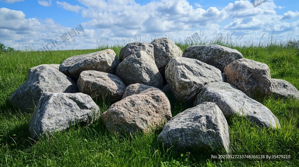 草地上的石堆景观