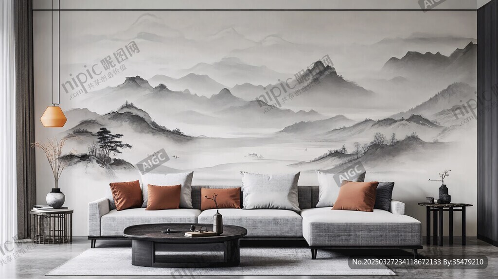 中式水墨风客厅雅致场景
