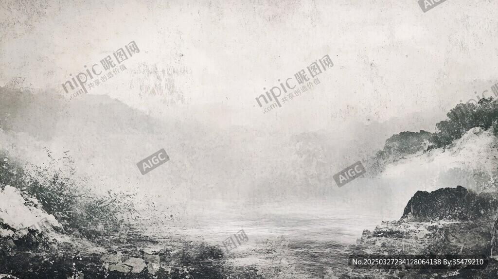 水墨山水间的朦胧景致