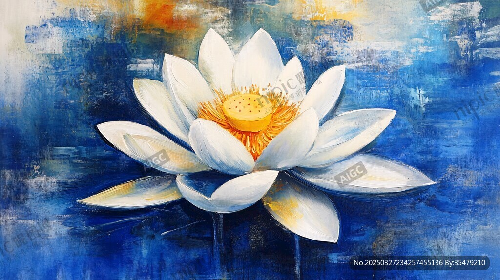 梦幻蓝调中的白莲花