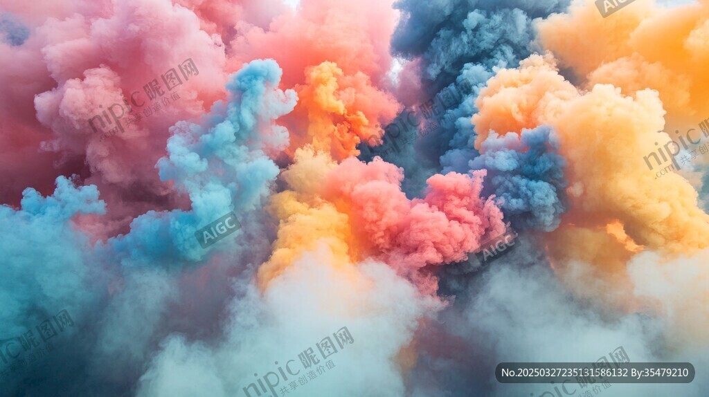 梦幻多彩烟雾云团景象