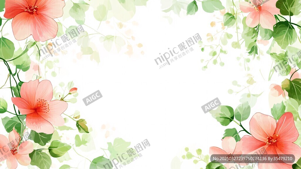 水彩花卉边框背景图