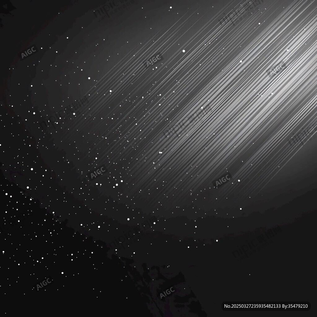 黑色背景下的流星光线效果