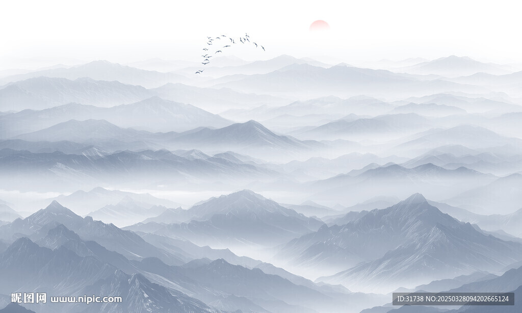 远山近水水墨风景