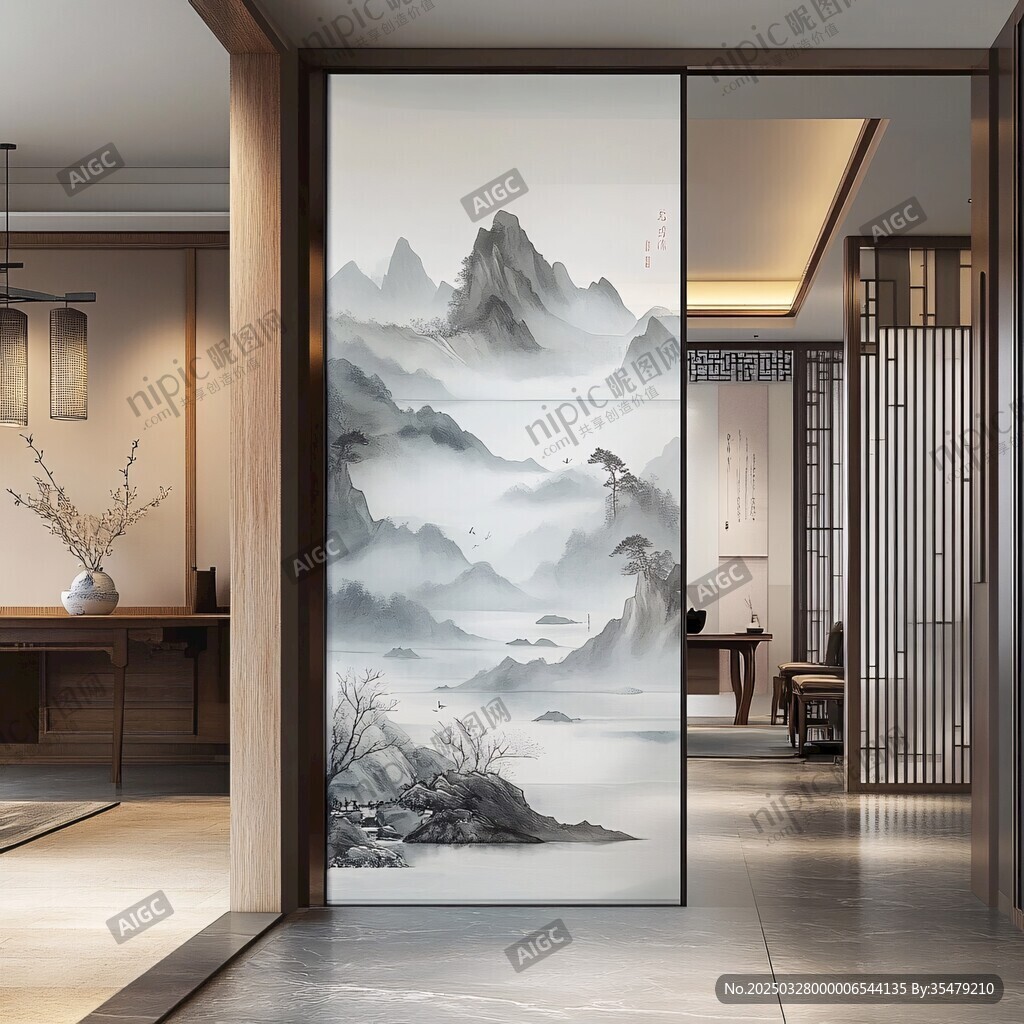 中式山水屏风 雅致家居风