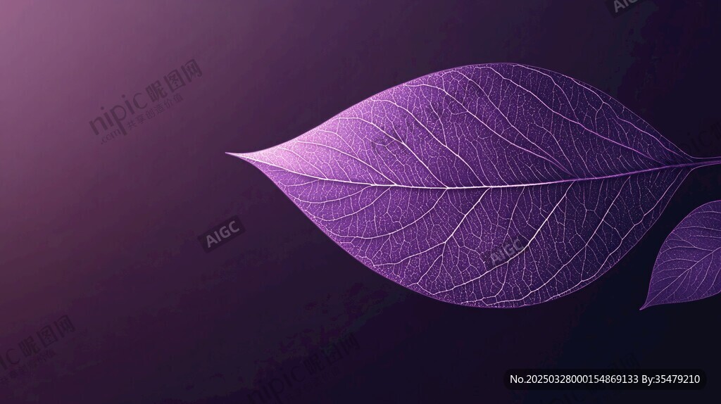 梦幻紫色叶脉艺术叶片