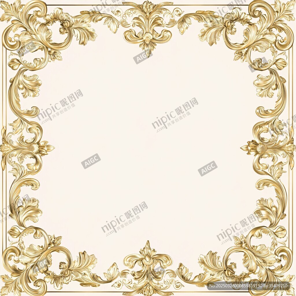 金色奢华花纹边框设计图