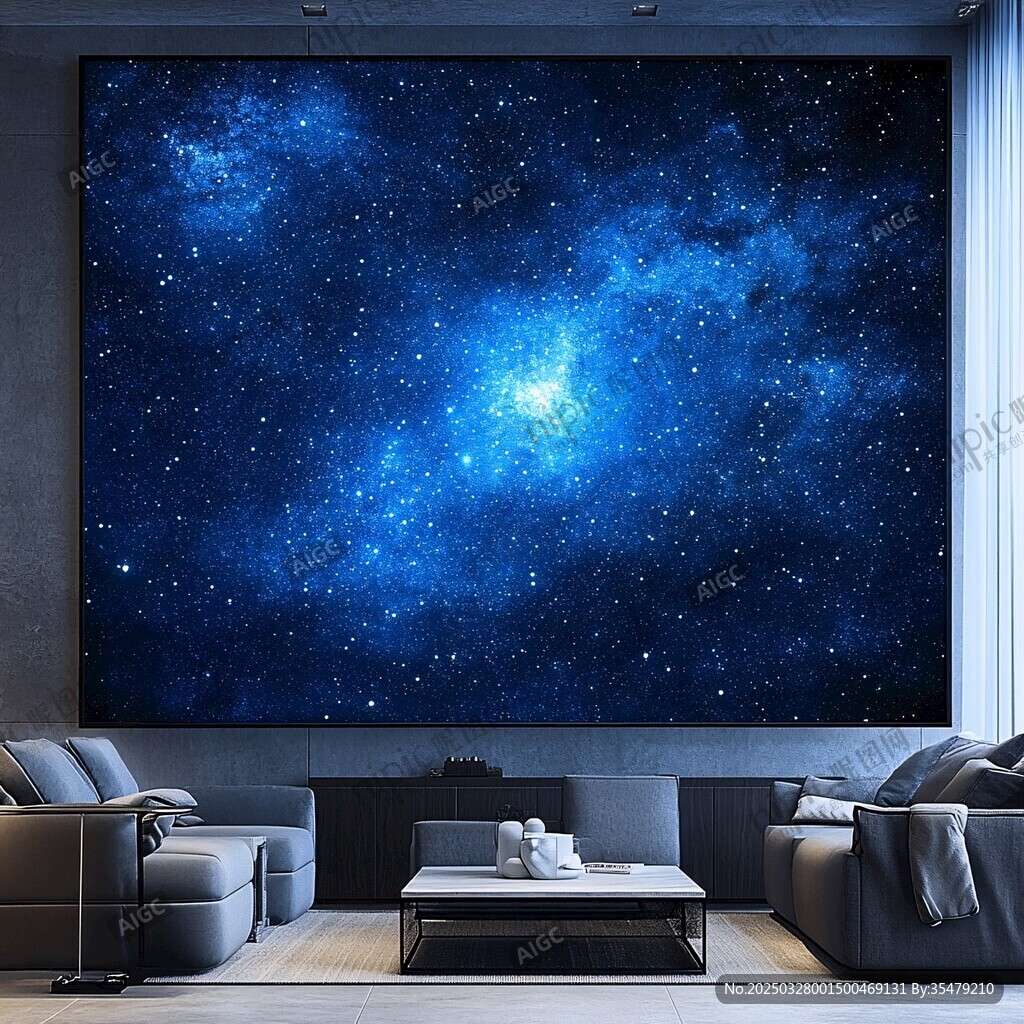 星空背景墙营造梦幻客厅