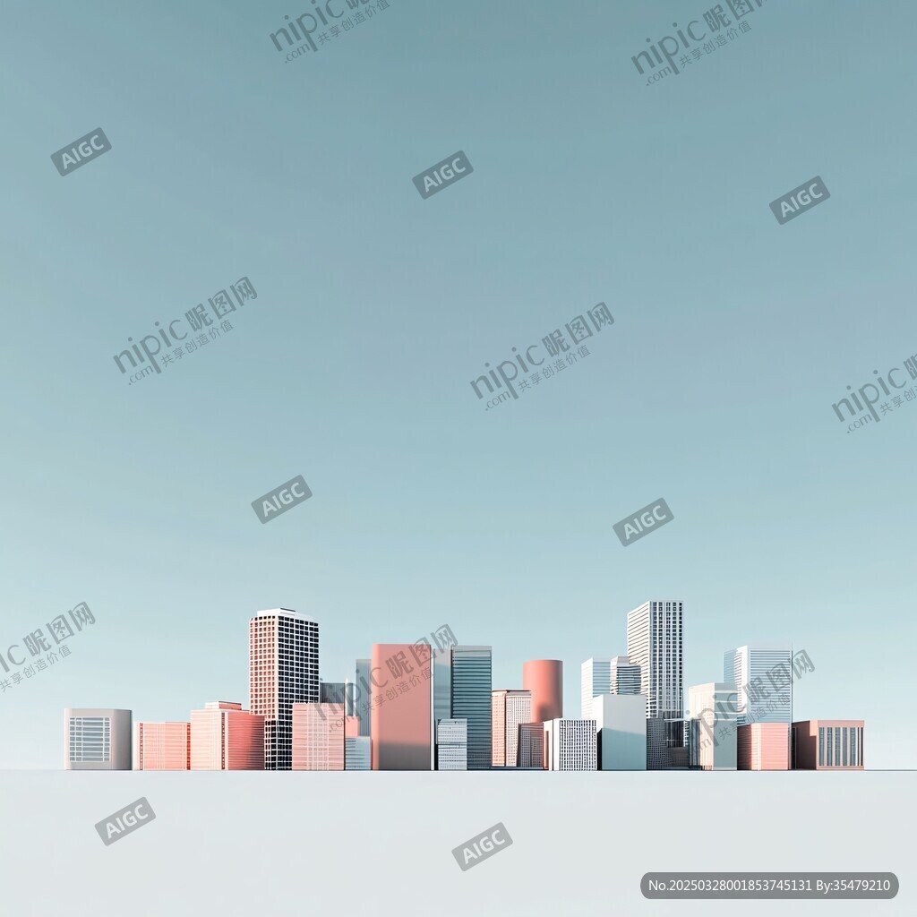 简约城市建筑天际线图景