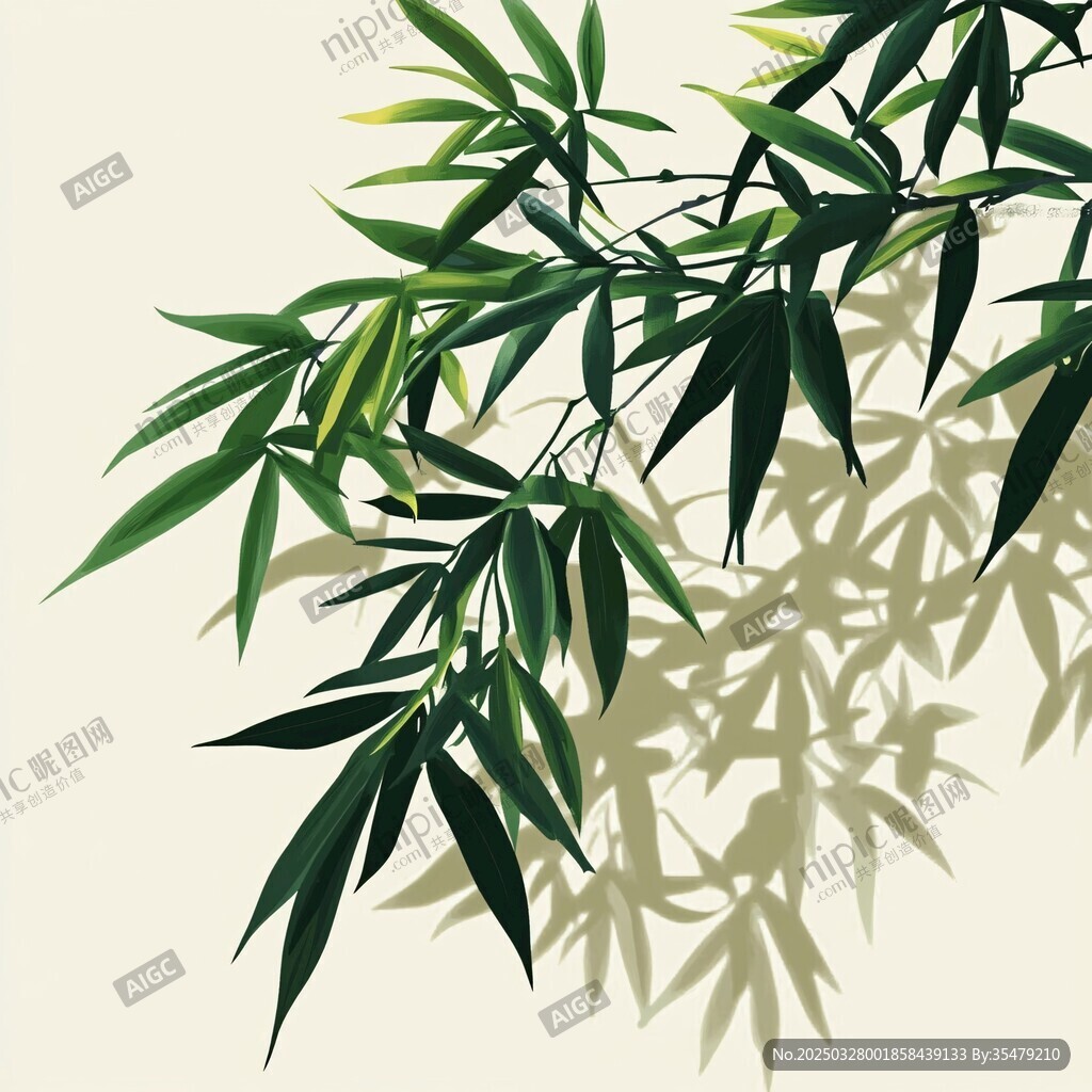 翠绿竹叶的光影之美