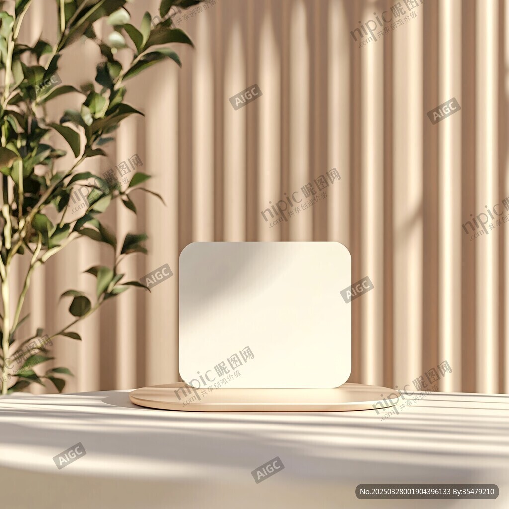 简约桌面空白标牌绿植场景