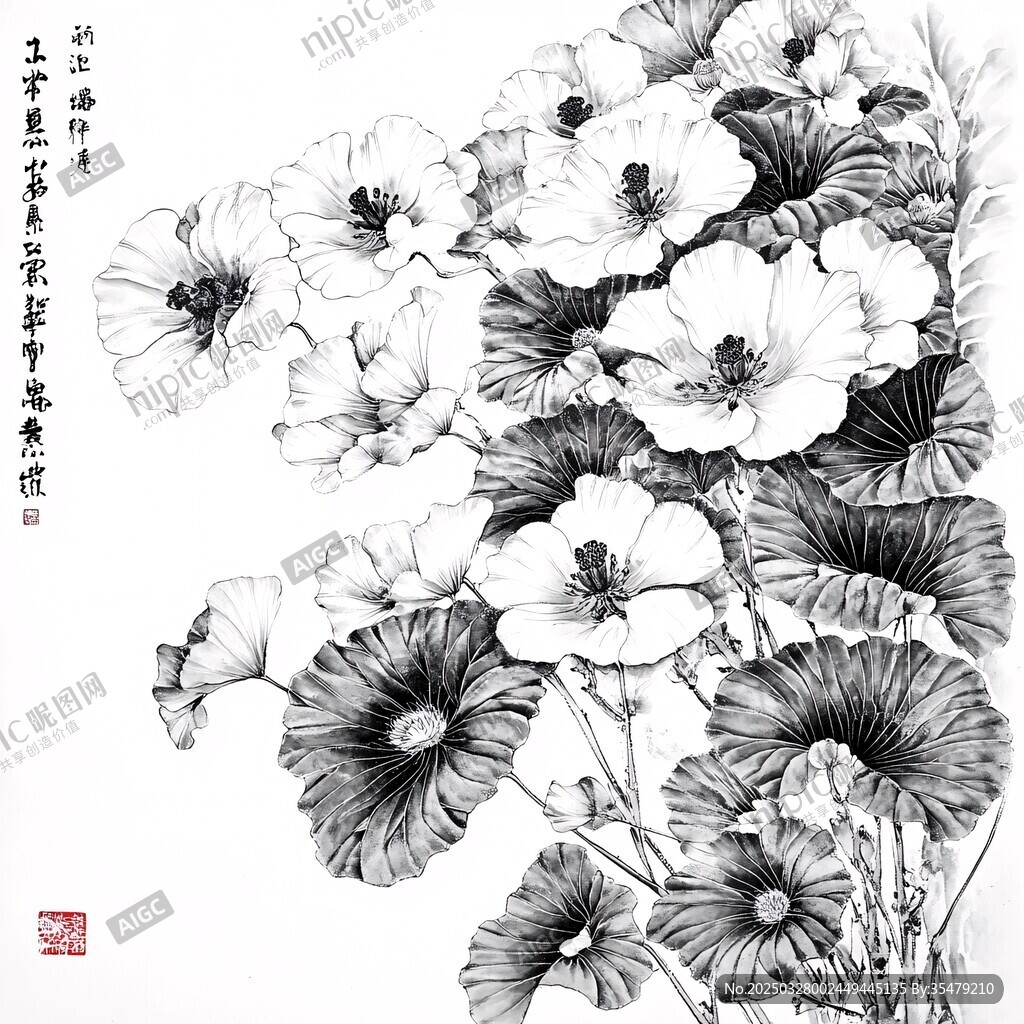 墨韵花卉图