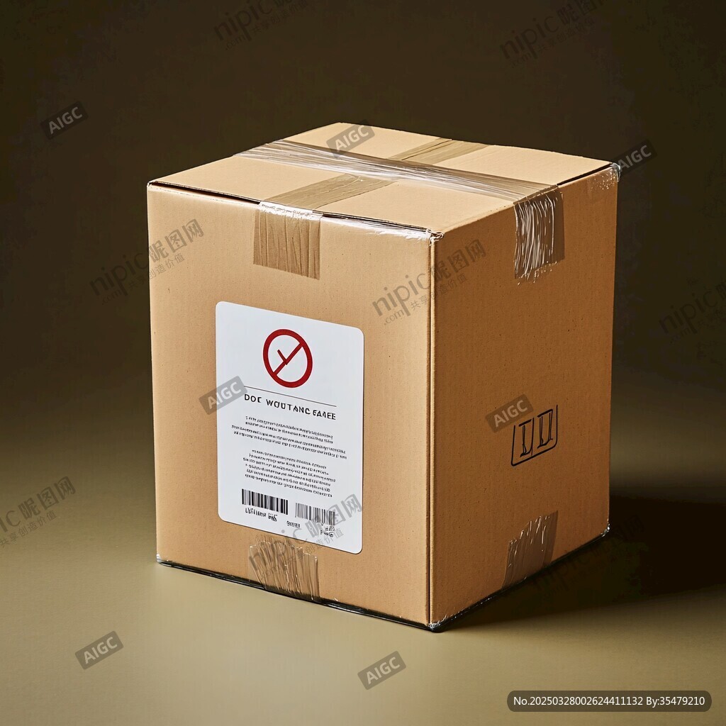 禁止投掷的棕色运输纸箱