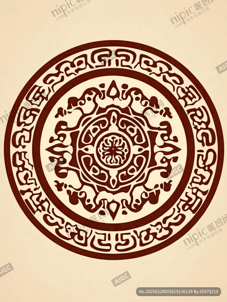 中式传统圆形花纹图案