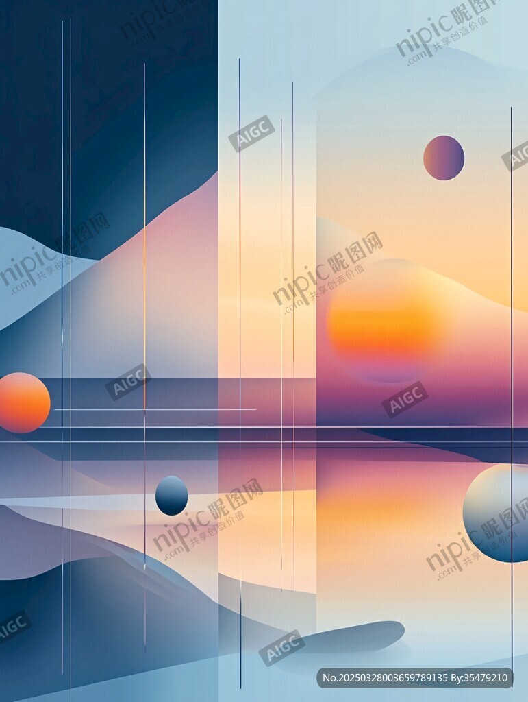 梦幻几何光影抽象艺术场景