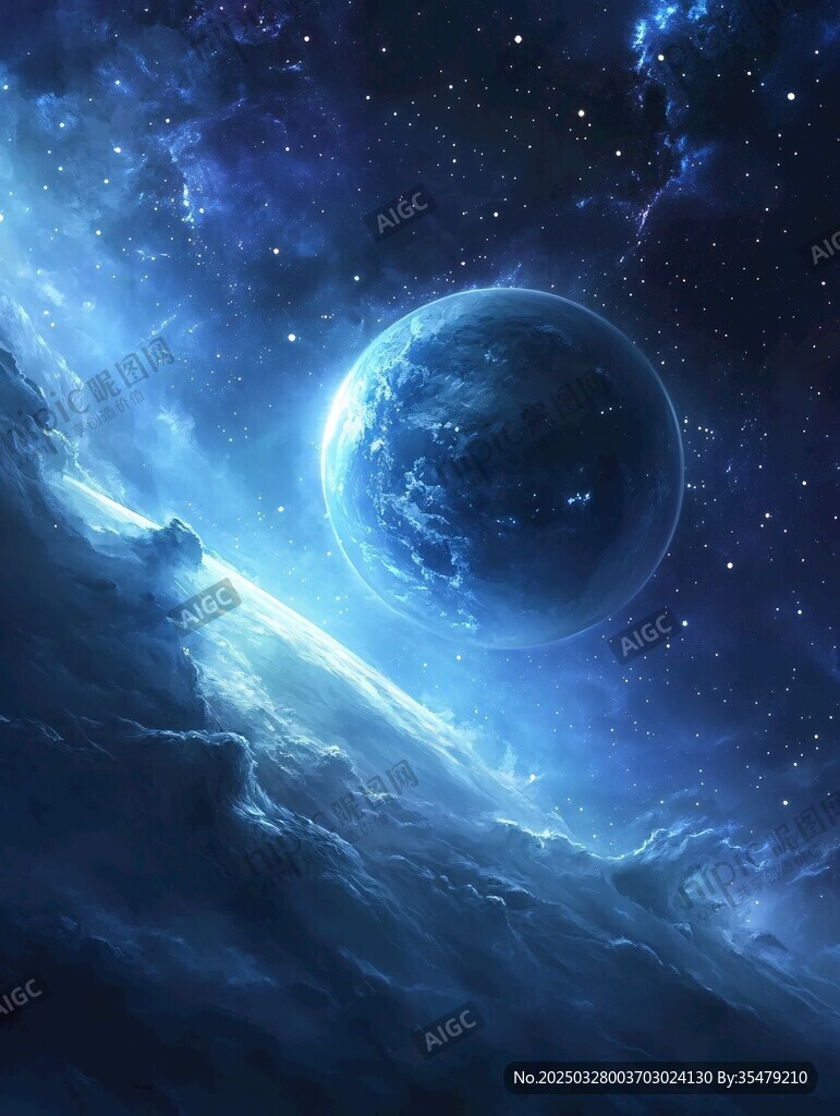 梦幻蓝色星球宇宙景象