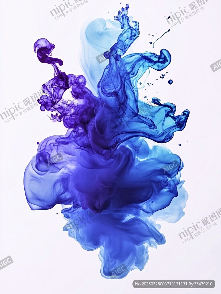 蓝紫墨韵 水中色彩之舞
