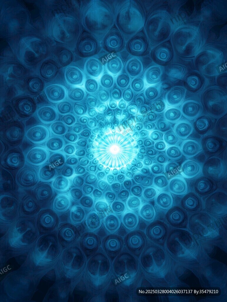 蓝色梦幻分形图案背景