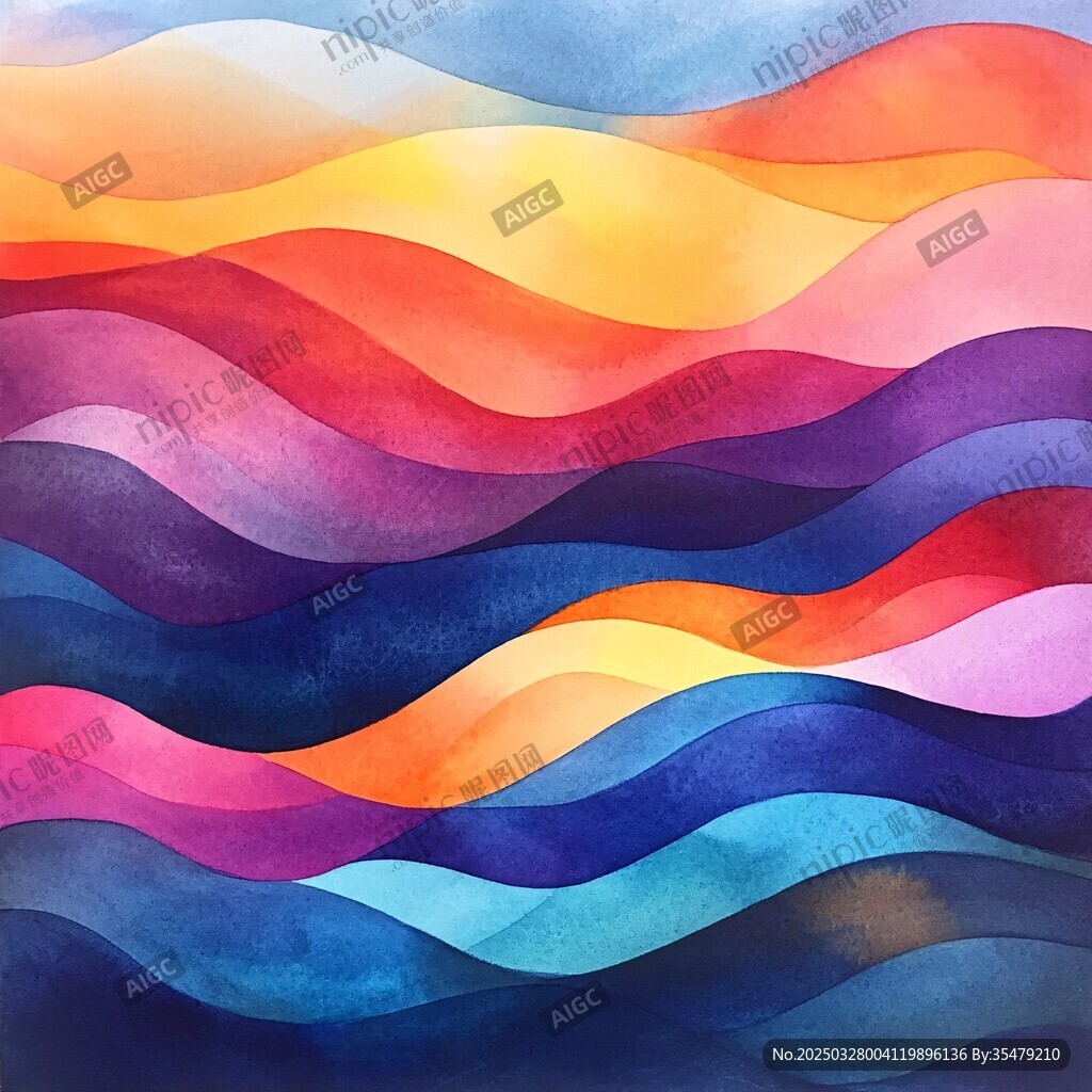 多彩波浪抽象艺术画作