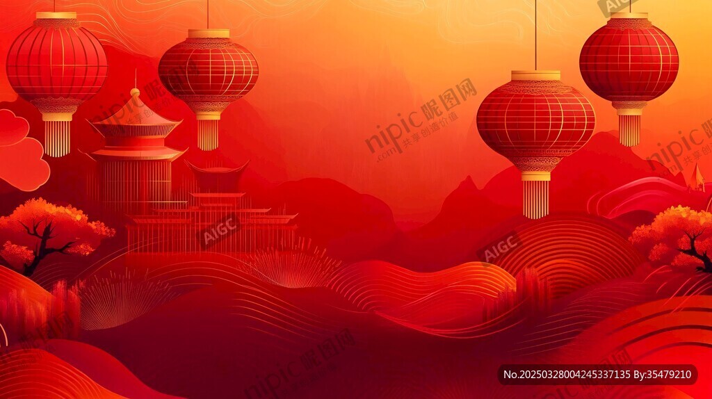 喜庆中国风红色灯笼景观